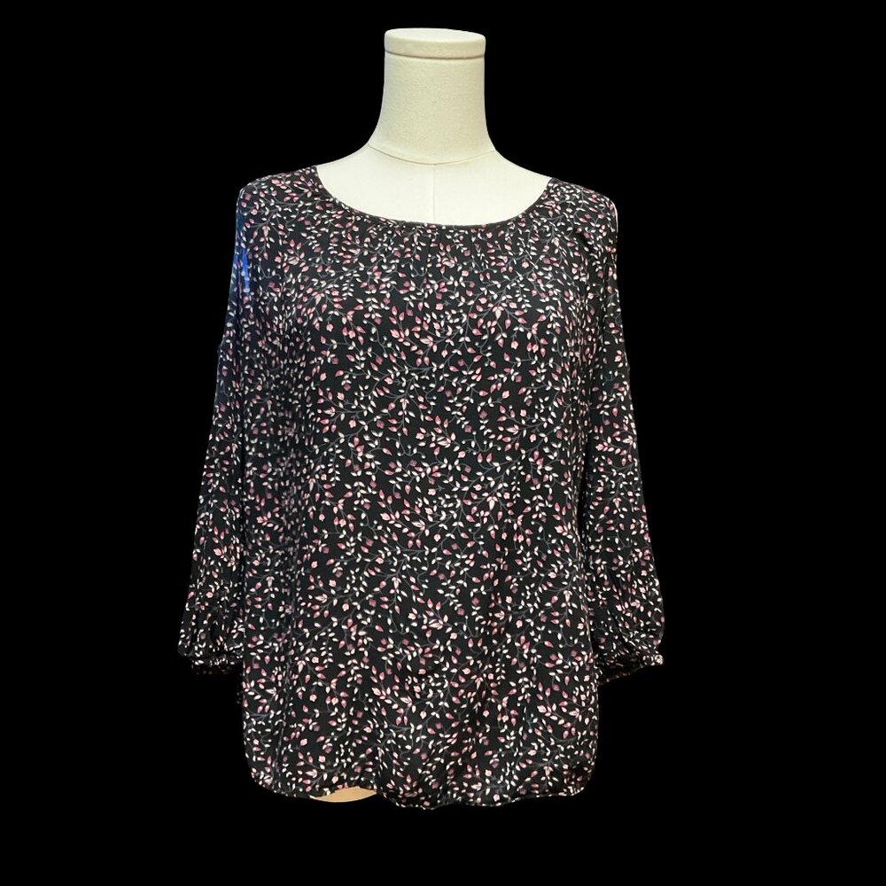 Black/Pink Floral Print Cold Shoulder Blouse